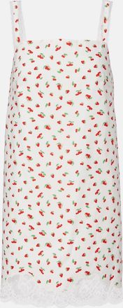 Poss&eacute; Delia lace-trimmed printed cotton minidress