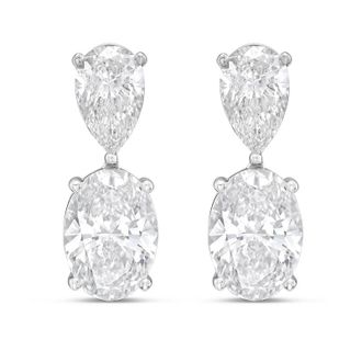 Diana M. Jewels 14K White Gold 10.00 Cts of Lab grown pear and oval shape diamond drop earrings