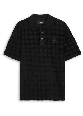 Amiri Logo-jacquard Cotton-blend Polo Shirt - Black - XL