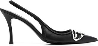 Diesel Black Leather Slingback Pumps