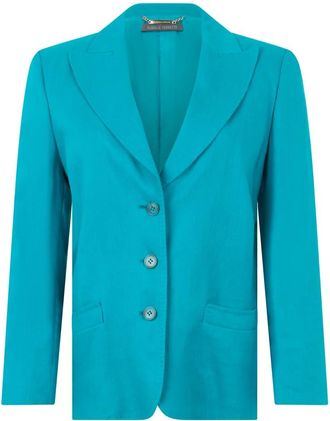 Alberta Ferretti Blazer met knopen - Dames - Blazers - Blauw - S - Linnen - Jassen