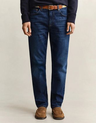 GANT Mens GANT Mens Regular Fit Gant Jeans - 971 Mid Blue Worn In - Size: 36/30