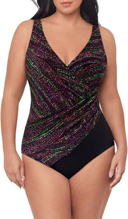 Miraclesuit Light Show Oceanus One-Piece Swimsuit in Black/Multi at Nordstrom, Size 16W