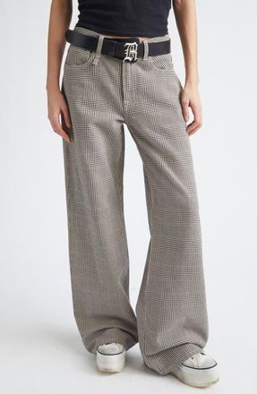 R13 Darcy Flare Jeans in Prince Of Wales Grey Check at Nordstrom, Size 29