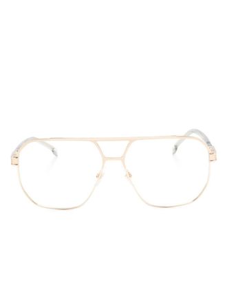 Carrera Bril met piloten montuur en logo - Goud