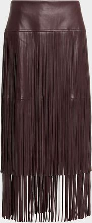 L'agence Karolina Faux Leather Fringe Skirt