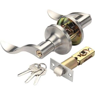 OEM Manilla De Puerta Con Llave, Cerradura De Manilla De Puerta, Cerradura De Puerta Interior Y Exterior Estilo Onda (plateada)