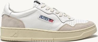 Autry Womens Medalist Low Sneaker In White Leather And Beige Suede