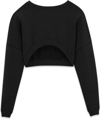 Saint Laurent Sweatshirts, female, Black, Size: M Cropped Sweatshirt