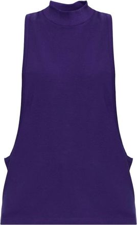 Versace Tops, Dames, Paars, S, Katoen, Geborduurd-logo stretch katoen-jersey tanktop