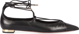 Aquazzura Womens Gabi Pointy-toe Ballet Flats - Black Leather - Size EU 41