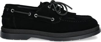 HUGO BOSS Mocassini in pelle scamosciata con frange - Nero