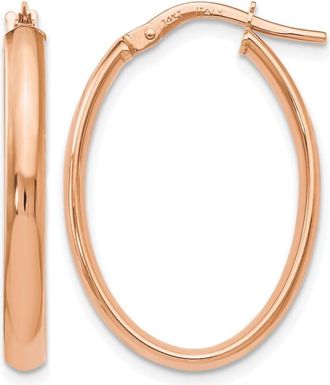 Diamond2Deal 14K Rose Gold Polished Oval Shape Hoop Earrings