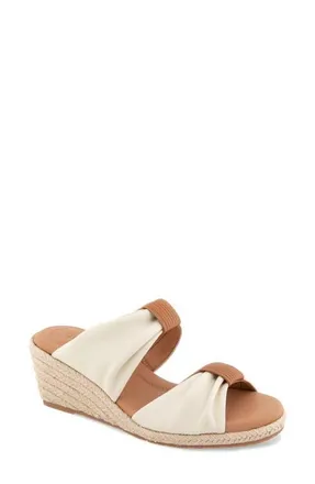 Gentle Souls Gracious Espadrille Platform Wedge Slide Sandal in Stone Leather at Nordstrom, Size 6.5