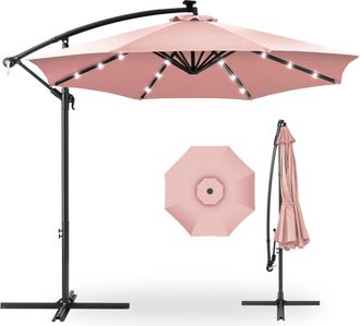 Best Choice Products 10ft Solar LED Offset Hanging Outdoor Market Patio Umbrella w/ Adjustable Tilt