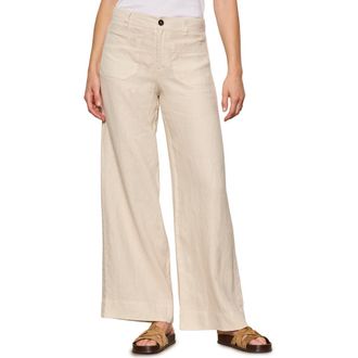 Sanctuary The Marine Linen Wide Leg Pants in Summer Sand White at Nordstrom, Size 24
