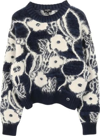 Chanel 1986-1988 button-detail sweater - Blue