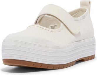 Keds Womens Mary Jane Flat, White Canvas, 6.5 UK