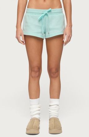 Edikted Baila Waffle Knit Drawstring Shorts in Aqua at Nordstrom, Size X-Small