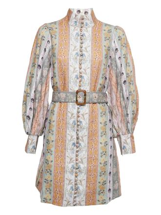 Zimmermann floral linen mini dress - Neutrals