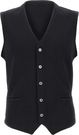 Gran Sasso Button-up gilet met paspelzak - Zwart