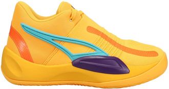 Puma Mens Rise Nitro Basketball Sneakers Shoes - Yellow, Sun Stream Blue Atoll, 6 UK