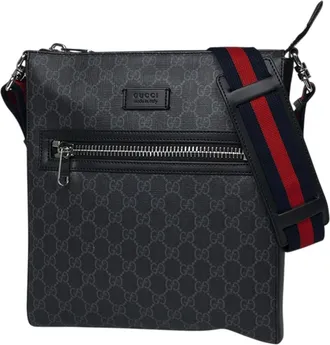 Gucci Black Coated Canvas Leather Shoulder Bag (Pre-Owned)
