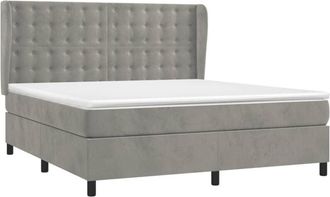 vidaXL Vidaxl - Cama Box Spring Con Colch&oacute;n Terciopelo Gris Claro 180x200 Cm