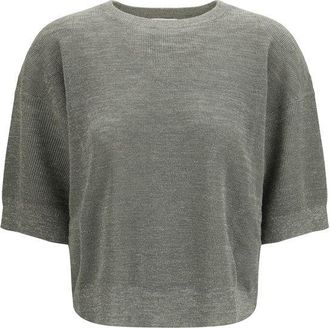 Brunello Cucinelli Bicolor Linen Womens Sweatshirt