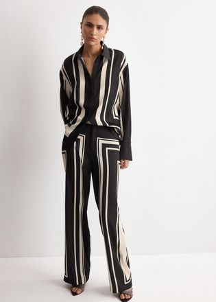 Mango Pantaloni satinati stampa nero - Donna - XS - MANGO