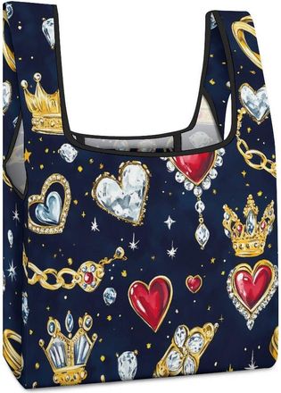 Generic Jewelry Rings Necklace Reusable Shopping Bags Lightweight Foldable Grocery Bag Polyester Washable Tote Bag