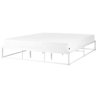 Beliani Cama Industrial Moderno Marco De Metal Doble Listones Incorporados Sin Reposacabezas 180 X 200 Cm Blanco Viry