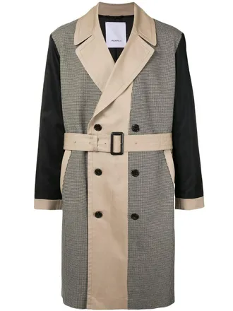 Ports V Cappotto stile trench in pied-de-poule - Grigio