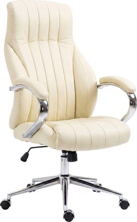 Clp Clp - Silla De Oficina Wigan En Cuero Real Crema