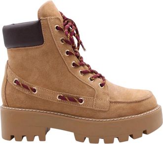 Colors Of California Beige Veterschoen Winterlaars - Dames - Veterlaarzen - Bruin - 36 EU - Leer - Schoenen