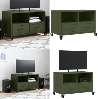 vidaXL Mobile TV Verde Oliva 68x39x43,5 cm in Acciaio - Armadio TV - Armadio in acciaio