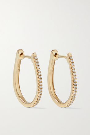 Stone and Strand Orecchini A Cerchio In Oro 14 Carati Con Diamanti Medium Oval