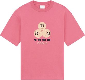 Dr&ocirc;le de Monsieur Slogan T-Shirt - Heren - Tops - Roze - Maat: L Katoen