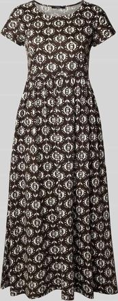 Max Mara A-Linien Midikleid aus reiner Baumwolle Modell GEROG in Dunkelbraun, Größe S