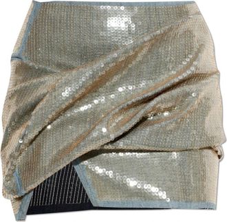 Rick Owens Sequin-Embellishment Mini Skirt - Dames - Korte rokken - Blauw - M - Katoen - Rokken
