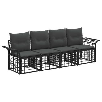 vidaXL Conjunto De Sof&aacute;s De Exterior 4 Pcs Negro Y Gris Oscuro Vidaxl