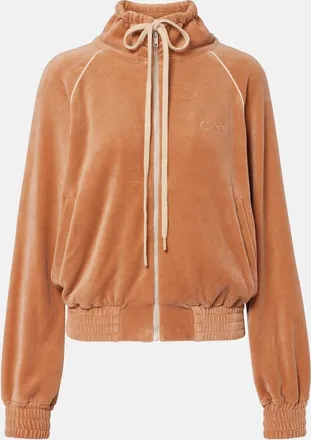 Chlo&eacute; Chlo&eacute; Cotton-blend velour zip-up sweatshirt