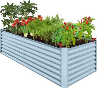 Best Choice Products 8x4x2ft Outdoor Metal Raised Garden Bed for Vegetables Flowers Herbs