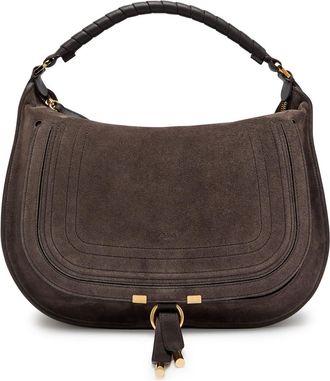Chlo&eacute; Marcie Medium Suede Shoulder bag - Dark Brown - One Size