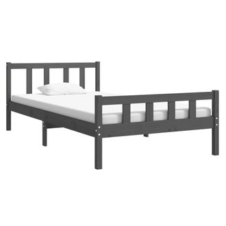 Berkfield Home Beautiful Bed Frame Grey Solid Wood 100x200 cm