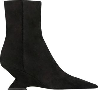 The Attico Cheope Enkelboot - Dames - Laarzen met Hak - Zwart - 37 EU - Leer - Schoenen