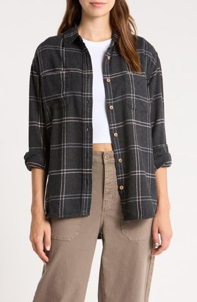 Prana Cabin Core Plaid Flannel Shirt in Dark Charcoal at Nordstrom, Size X-Large