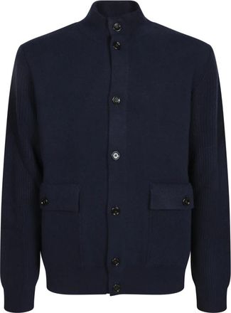 Lardini Double-knit jas - Heren - Vesten - Blauw - XL - Wol - Truien & Vesten
