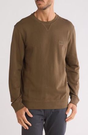 BOSS Westart Cotton Crewneck Sweatshirt in Dark Green at Nordstrom Rack, Size Large