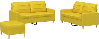 vidaXL Vidaxl - Juego De Sof&aacute;s Con Cojines 3 Piezas Tela Amarillo Claro